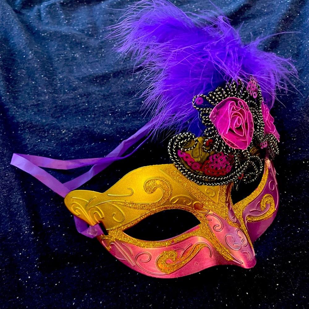 Venetian Masquerade Mask with Feather